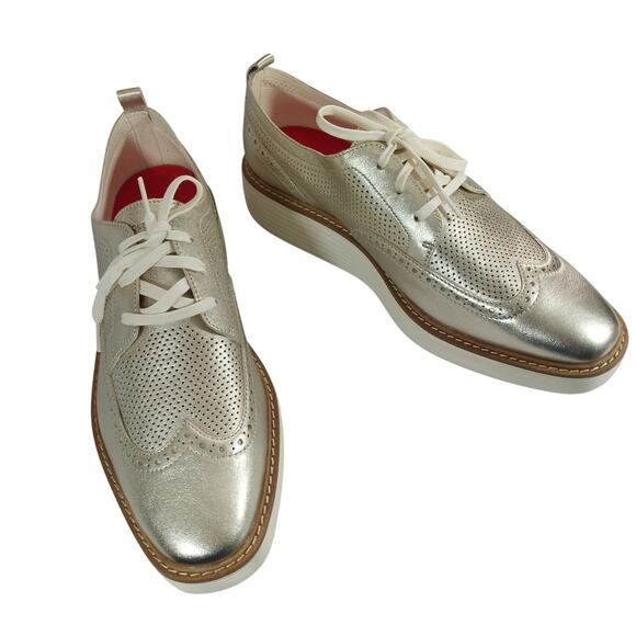 NIB! COLE HAAN! OG PLATFORM WINGTIPS,  GOLDEN GENUINE LEATHER, IVORY SOLE! 11B main image 8